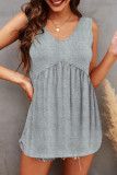 Fashion Casual Solid Split Joint V Neck Tops
