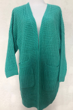 Casual Solid Split Joint Pocket V Neck Tops Sweater