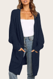 Casual Solid Split Joint Pocket V Neck Tops Sweater