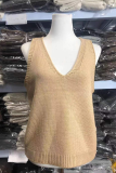 Casual Solid Basic V Neck Tops Sweater