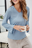 Casual Solid Split Joint Hooded Collar Tops