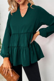 Fashion Casual Solid Split Joint V Neck Tops
