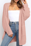 Casual Solid Split Joint Pocket V Neck Tops Sweater