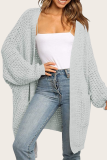 Casual Solid Split Joint Pocket V Neck Tops Sweater