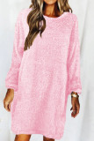 Fashion Casual Solid Split Joint O Neck Straight Dresses