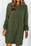 Fashion Casual Solid Split Joint O Neck Straight Dresses