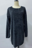 Fashion Casual Solid Split Joint O Neck Straight Dresses