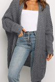 Casual Solid Split Joint Pocket V Neck Tops Sweater