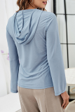 Casual Solid Split Joint Hooded Collar Tops