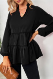 Fashion Casual Solid Split Joint V Neck Tops