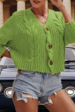Fashion Casual Solid Split Joint V Neck Tops
