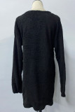 Fashion Casual Solid Split Joint O Neck Straight Dresses