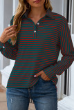 Fashion Street Striped Patchwork Turndown Collar T-Shirts