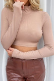 Fashion Casual Solid Split Joint Turtleneck T-Shirts