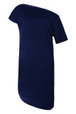 Fashion Casual Solid Split Joint Oblique Collar Irregular Dresses