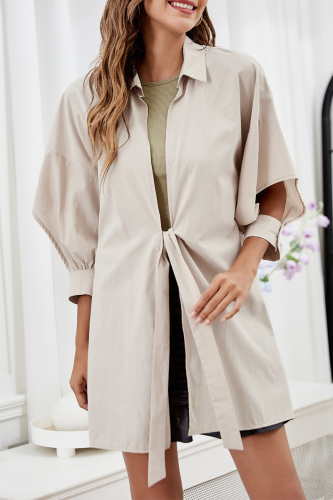 Casual Solid Hollowed Out Strap Design Turndown Collar Outerwear