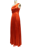 Fashion Elegant Solid Slit Oblique Collar Evening Dress Dresses