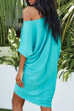 Fashion Casual Solid Split Joint Oblique Collar Irregular Dresses