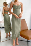 Fashion Street Solid Hollowed Out Spaghetti Strap A Line Dresses