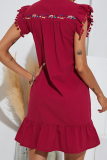 Casual Embroidery Split Joint Flounce A Line Dresses