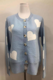 Casual Print Buckle  Contrast O Neck Tops