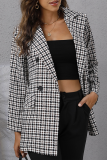 Elegant Plaid Buttons Turndown Collar Outerwear