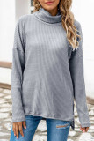 Fashion Casual Solid Split Joint Turtleneck T-Shirts