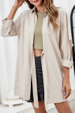 Casual Solid Hollowed Out Strap Design Turndown Collar Outerwear