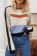 Casual Street Patchwork  Contrast O Neck Tops