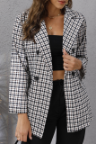 Elegant Plaid Buttons Turndown Collar Outerwear