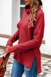 Fashion Casual Solid Split Joint Turtleneck T-Shirts