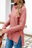 Fashion Casual Solid Split Joint Turtleneck T-Shirts