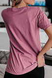 Fashion Sweet Print Split Joint O Neck T-Shirts