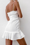 Fashion Casual Solid Split Joint Spaghetti Strap A Line Dresses