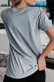 Fashion Sweet Print Split Joint O Neck T-Shirts