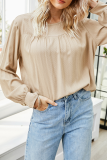 Casual Solid Patchwork Fold O Neck Tops