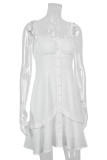 Fashion Casual Solid Split Joint Spaghetti Strap A Line Dresses
