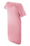 Fashion Casual Solid Split Joint Oblique Collar Irregular Dresses