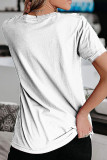 Fashion Sweet Print Split Joint O Neck T-Shirts