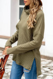 Fashion Casual Solid Split Joint Turtleneck T-Shirts