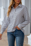 Fashion Street Striped Patchwork Turndown Collar T-Shirts