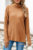 Fashion Casual Solid Split Joint Turtleneck T-Shirts