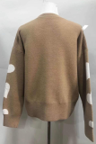 Casual Print Buckle  Contrast O Neck Tops