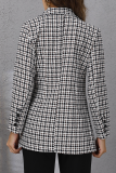Elegant Plaid Buttons Turndown Collar Outerwear