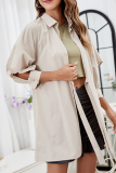 Casual Solid Hollowed Out Strap Design Turndown Collar Outerwear
