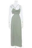 Fashion Street Solid Hollowed Out Spaghetti Strap A Line Dresses