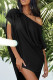 Fashion Casual Solid Split Joint Oblique Collar Irregular Dresses