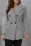 Elegant Plaid Buttons Turndown Collar Outerwear