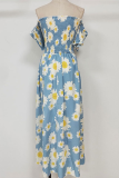 Elegant Floral Fold Stringy Selvedge Off the Shoulder A Line Dresses