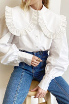 Fashion Celebrities Solid Split Joint Peter Pan Collar Tops